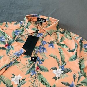 Bad Birdie Polo Shirt Mens Small Flora Fiesta Golf Performance Stretch Floral